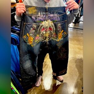 Y2K christian audigier jeans day of the dead edition size 38 by 34